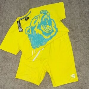 Yellow Hustle Gang Short Set